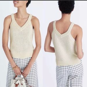 Madewell Stockton Sweater Tank Top White V-Neck Size S